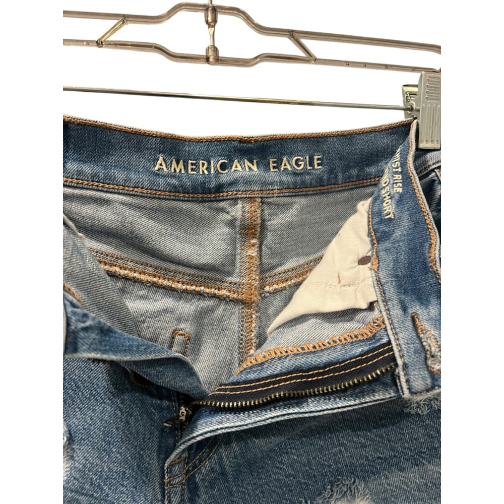 American Eagle Size 4 Highest Rise 90's Boyfriend Denim Jean Shorts Distressed - Picture 5 of 9